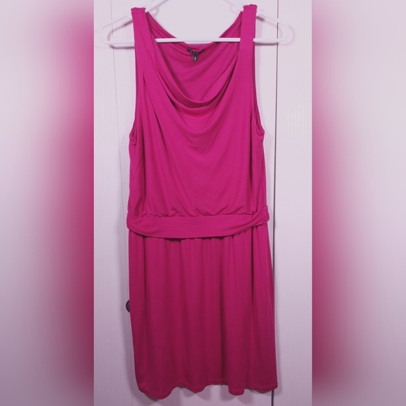 Theory Jaysa K Sulla Cowl Neck Stretch Knit Dress Size Medium Fuchsia Vintage - Picture 9 of 9
